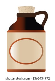 Blank stoneware beer bottle with cork and copy space