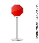 Blank stop road sign with stand isolated on a white background, illustration.