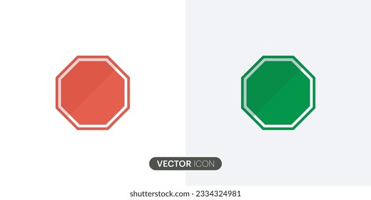 Juego de iconos Parar en blanco.Detener los signos en blanco en rojo y verde. símbolo de ruta con paradas aisladas en el fondo blanco para aplicaciones y sitios web.Ilustración vectorial