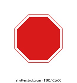 Blank stop sign isolated on white background. Copy space - for your text. Vector illustration, flat style.