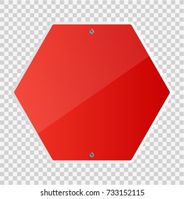 Blank stop sign isolated on transparent background. Vector illustration