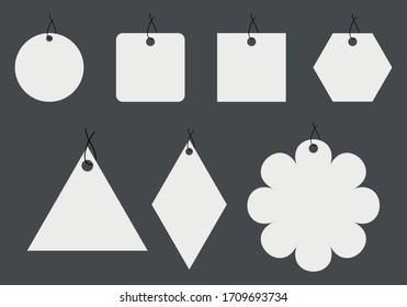 Blank store labels of different shapes.