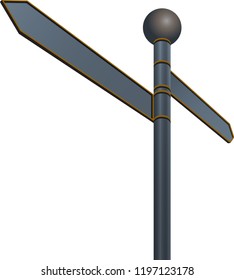 Blank street sign with forward and backward directions on white background. Back and forth pointer. Vector illustration