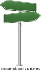 Blank Street Sign Isolated White Background With Gradient Mesh, Vector Illustration