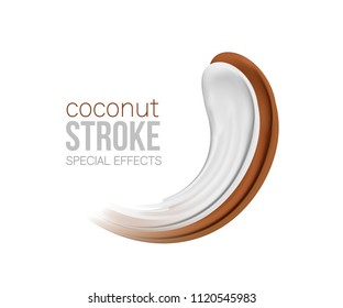 Blank Strokes. liquid .food,chocolate,coconut, cream.  smudges  on white background.transparent. white and brown paint strokes. Vector Illustration