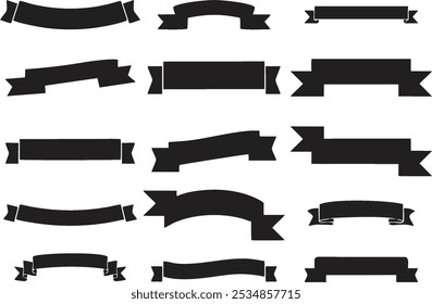 Blank Style and shape Ribbon Banner editable Vector Set. Decorative ribbon banners isolated on white background. Easy to change color or size. eps 10