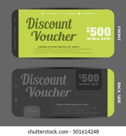 Blank of stylish discount voucher vector illustration to increase sales on green and graphite background.
