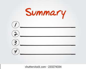 Blank Summary list, vector concept background
