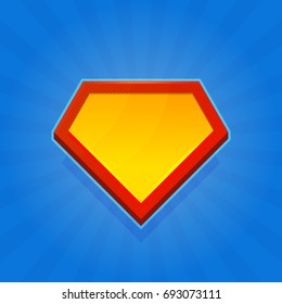 Blank Superhero Logo Icon on Blue Background. Vector
