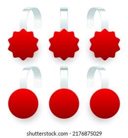 Blank supermarket promotional wobblers isolated on white background. Realistic wobbler template for shelf advertising. Sale or discount label. Special offer price tag. Vector illustration.
