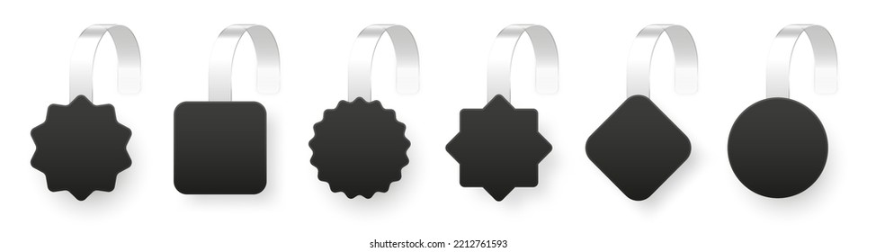 Blank supermarket promotional wobblers isolated on white background. Realistic wobbler template for shelf advertising. Sale or discount label. Special offer price tag. Vector illustration.