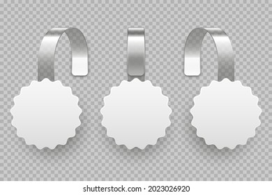 Blank supermarket promotional wobblers. Realistic vector wobbler template for shelf advertising. Sale or discount label. Special offer price tag.
