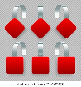 Blank supermarket promotional wobblers. Realistic vector wobbler template for shelf advertising. Sale or discount label. Special offer price tag.
