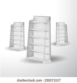 Blank supermarket shelf display vector