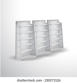 Blank supermarket shelf display vector