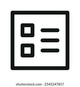 Ícone de interface do usuário do formulário de pesquisa em branco, símbolo de vetor de interface do usuário de linha simples do formulário de questionário