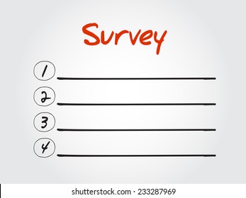 Blank Survey list, vector concept background