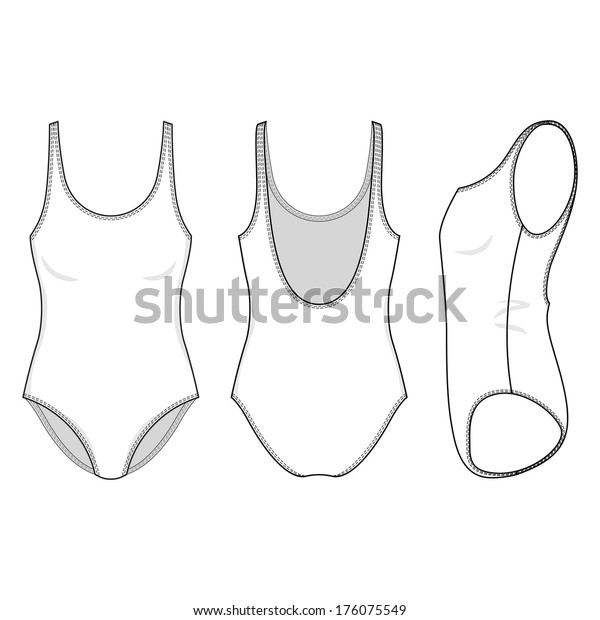 Blank Swimsuit Front Back Side Views Stock Vector (Royalty Free ...