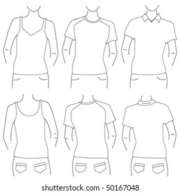 Blank T Shirt Set Front Back Stock Vector (Royalty Free) 50167048 ...