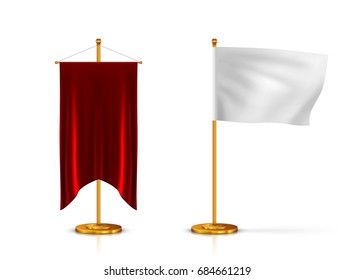 Blank Table Flags Isolated on White Background