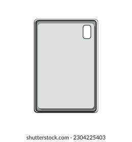 caricatura de estuche de comprimido en blanco. pantalla negra, signo de caja de tableta en blanco del dispositivo de tecnología. ilustración vectorial de símbolo aislado