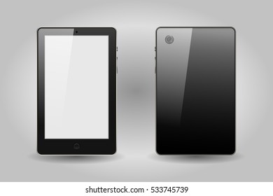 blank tablet device front and rear view