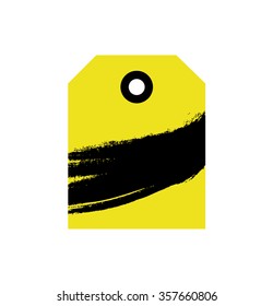 Blank tag icon, vector illustration.  Black and yellow color combination for best contrast.