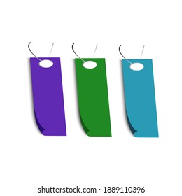 Blank tag with isolated on white background. Price tag template, gift tag, address label with 3 color variations