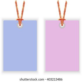 Blank tag tied isolated on white background