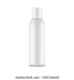 Blank tall cosmetic bottle mockup isolated on white background. Vector illustration