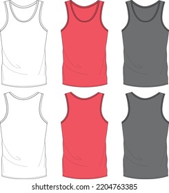 Blank Tank top Design Templates Vector Sleeveless fashion flat technical drawing template