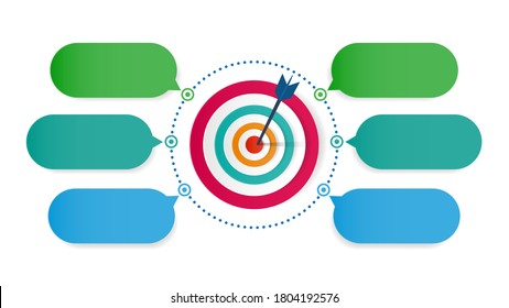 Infografía objetivo en blanco con bullseye - Vector de ilustración plano