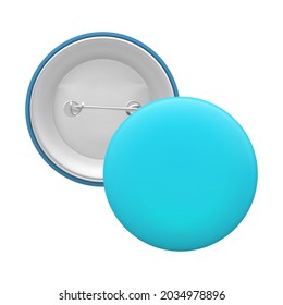 Blank teal round pin isolated on white background
