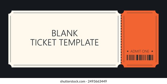 blank tear-off event ticket template. vector layout of entrance ticket for any events. modern linear design. editable stroke