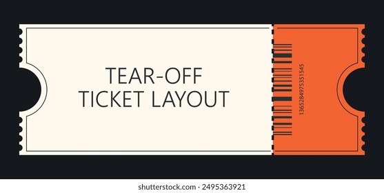 blank tear-off ticket template. vector layout of entrance ticket for any events. modern linear design. editable stroke