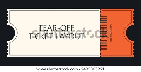 blank tear-off ticket template. vector layout of entrance ticket for any events. modern linear design. editable stroke