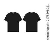 Blank Tee Shirt Vector Mockup Template Black Graphic Tee Mock-up Design T-shirt CAD mockup Blank Tee Shirt Vector Mockup - Black Graphic Tee Design - Unisex T-Shirt CAD Mockup - Front and Back View
