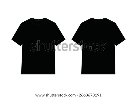 Blank Tee Shirt Vector Mockup Template Black Graphic Tee Mock-up Design T-shirt CAD mockup Blank Tee Shirt Vector Mockup - Black Graphic Tee Design - Unisex T-Shirt CAD Mockup - Front and Back View