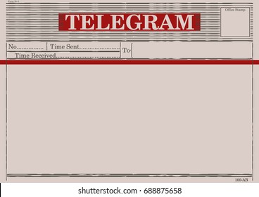 Blank telegram form. Flat vector.