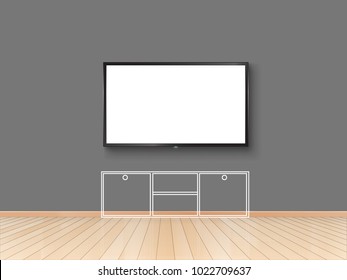 blank television template on gray wall