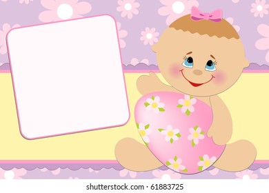 Blank template for baby's greetings card or photo frame (EPS10)
