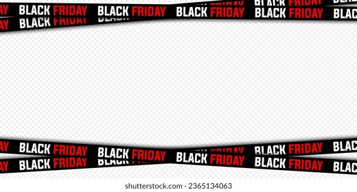 Blank template background for Black Friday with attention tape. Ribbons for black friday sale. Sale, black friday, discount, advertising tape