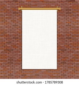 Blank template background, red brick wall, white sheet on gold mount.