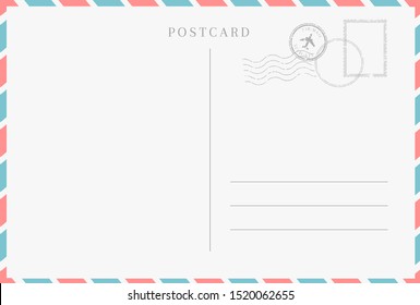 Blank template of a backside of travel postcard