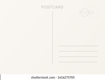 Blank template of a backside of travel postcard