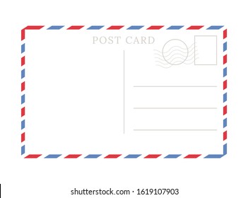 Blank template of a backside of travel postcard