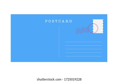Leere Vorlage für die Rückseite einer Postkarte auf weißem Hintergrund