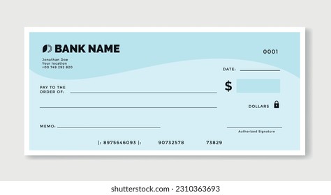 Blank template of the bank check isolated. Check, Cheque template. Vector stock