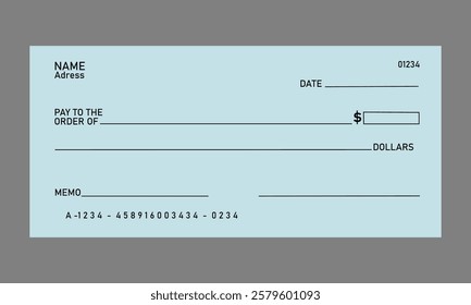 Blank template of the bank check. Bank payment check or money voucher and cash pay cheque certificate, dollar bill paycheck with guilloche pattern