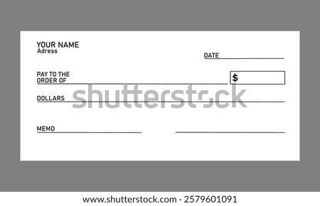 Blank template of the bank check. Bank payment check or money voucher and cash pay cheque certificate, dollar bill paycheck with guilloche pattern